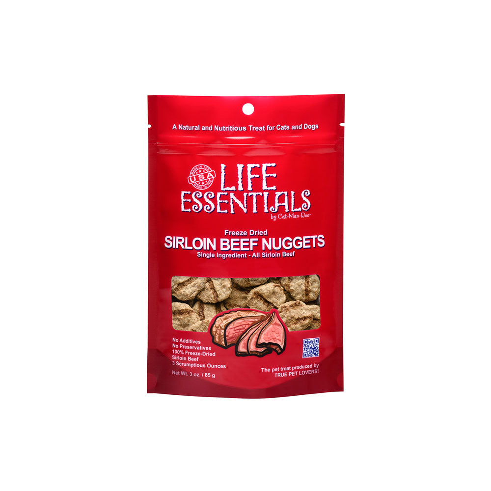 Cat-Man-Doo™ Life Essentials Freeze Dried Sirloin Beef Nugget for Cat & Dog 3 Oz