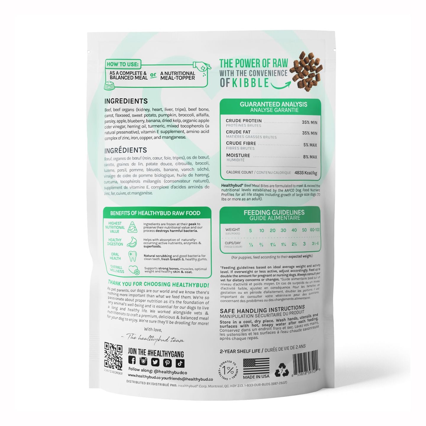 Healthybud Freeze-Dried Beef Meal Bites for Dogs 14 oz-2