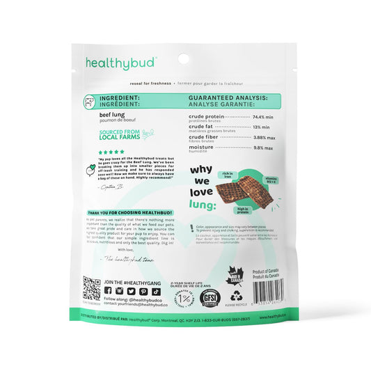 Healthybud™ Single-Ingredient Beef Lung Treats for Dogs 2.1 oz-2