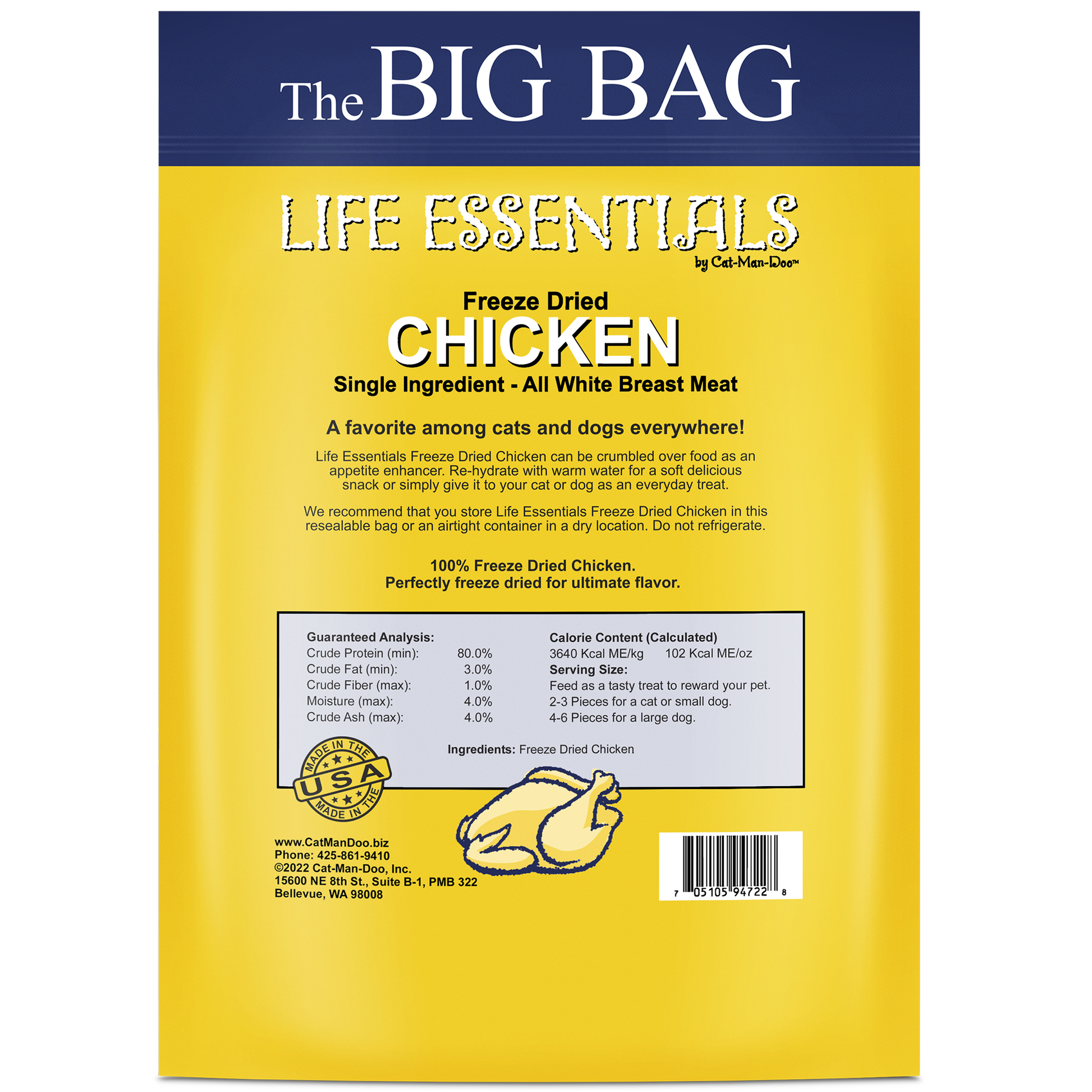 Cat-Man-Doo™ Life Essentials Freeze-Dried Chicken Cat Treats 16 Oz-2