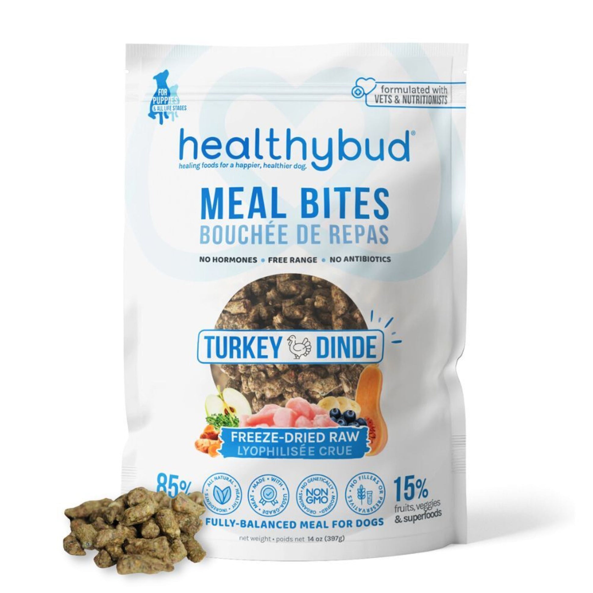 Healthybud Freeze-Dried Turkey Meal Bites for Dogs 14 oz
